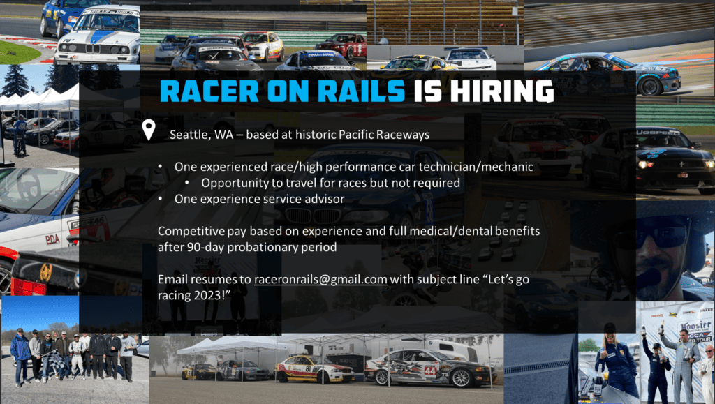 Dry Racer Job Service Advisor & Race Car Technician Roles Filled! – Racer on Rails ...