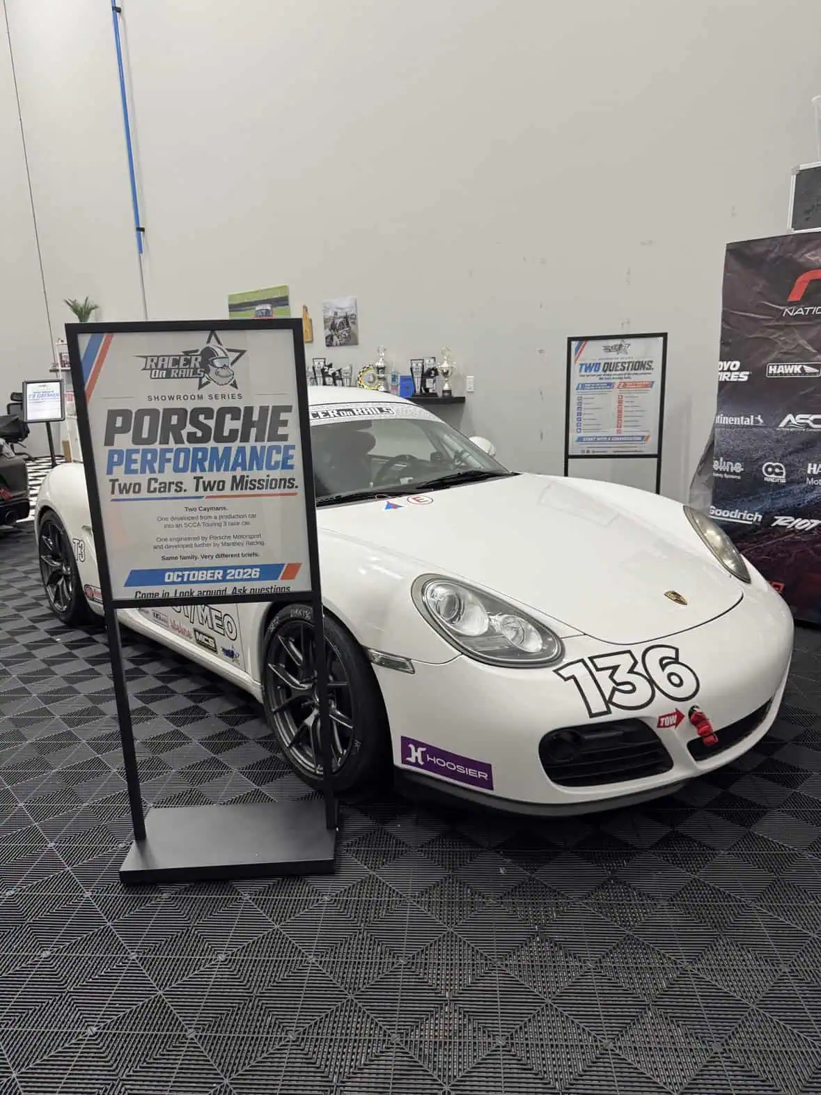 Dirk's T3 Cayman with Porsche Performance showroom signage